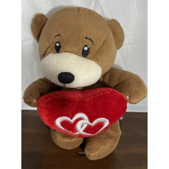 Dan Dee Teddy Bear Brown Heart Valentines Day Stuffed Animal Plush 2011 6” - Picture 1 of 9